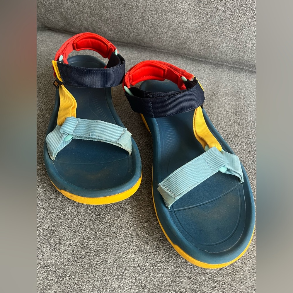 Men’s rainbow Teva tevas — water shoes